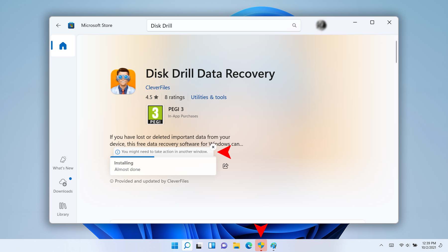 installing disk drill for windows step 1