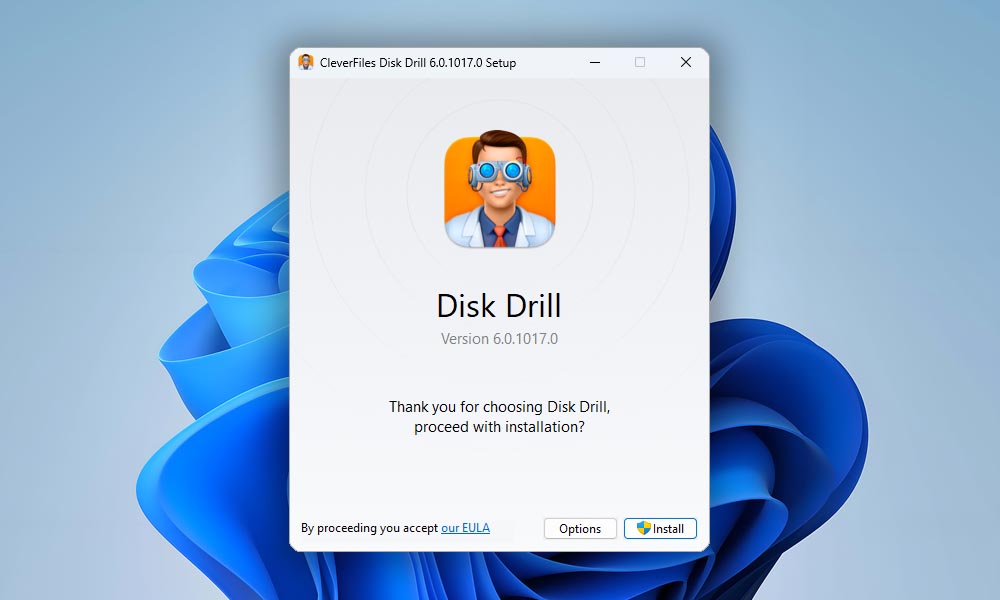 installing disk drill for windows step 2