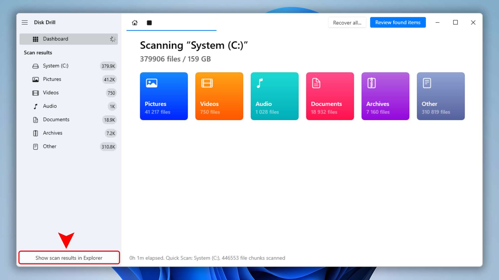 mount scan results disk drill windows