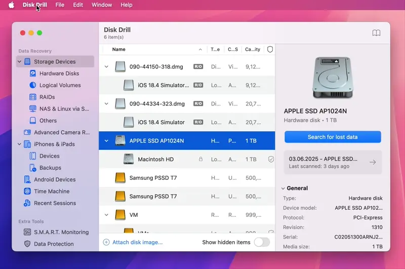 Disk Drill for macOS – internal logs