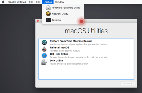 boot into disk utility mac os