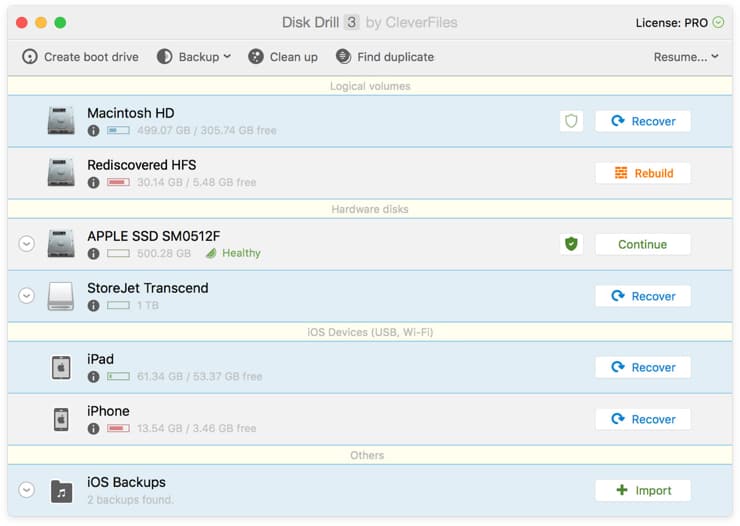 Disk Drill Mac-Liste