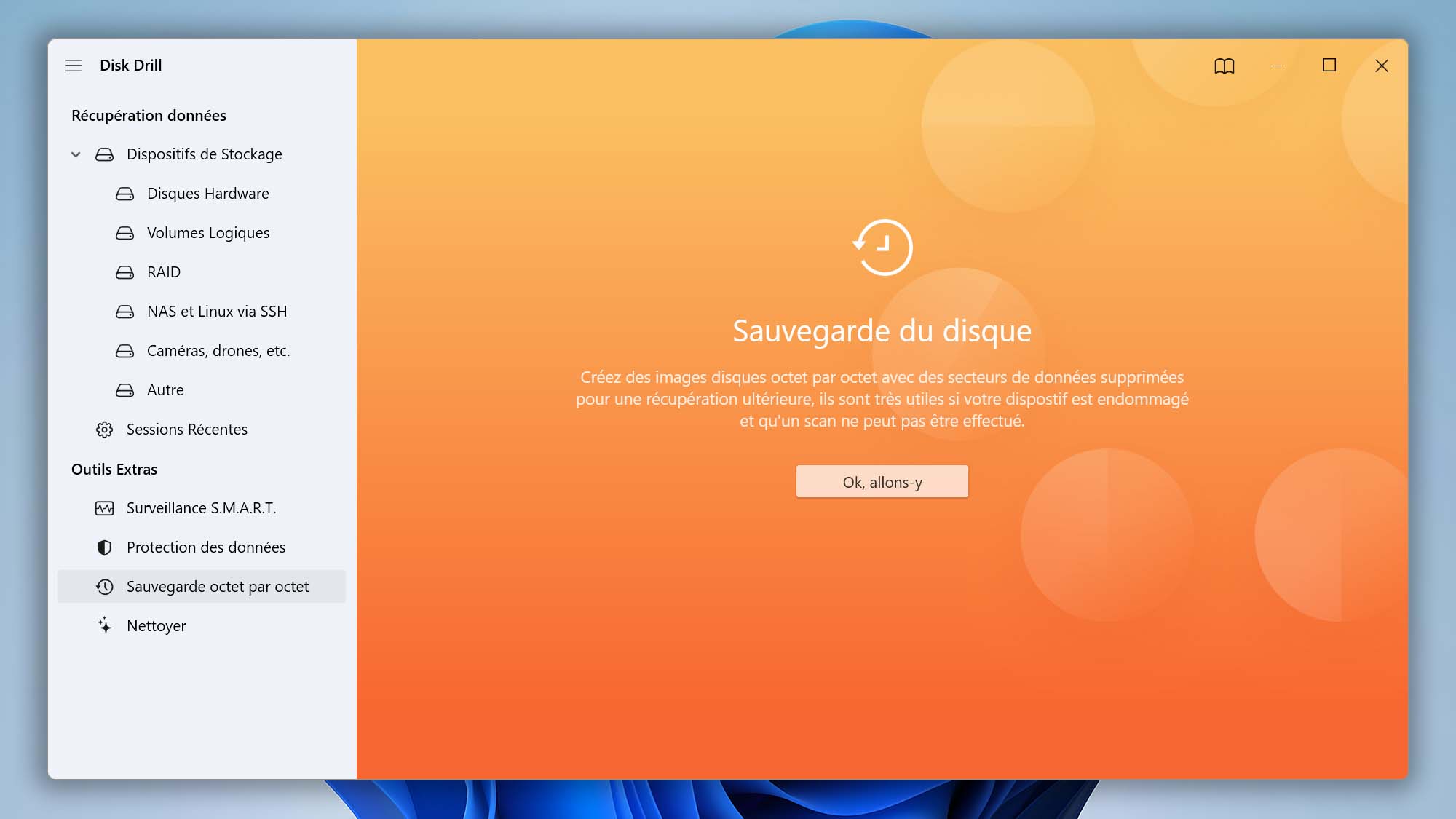 fonction de sauvegarde du disque dans disk drill for windows