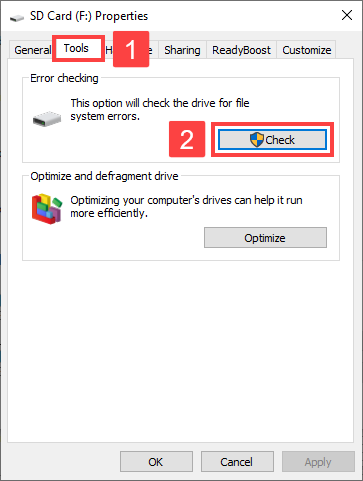 how to fix corrupted micro sd card using windows repair tool