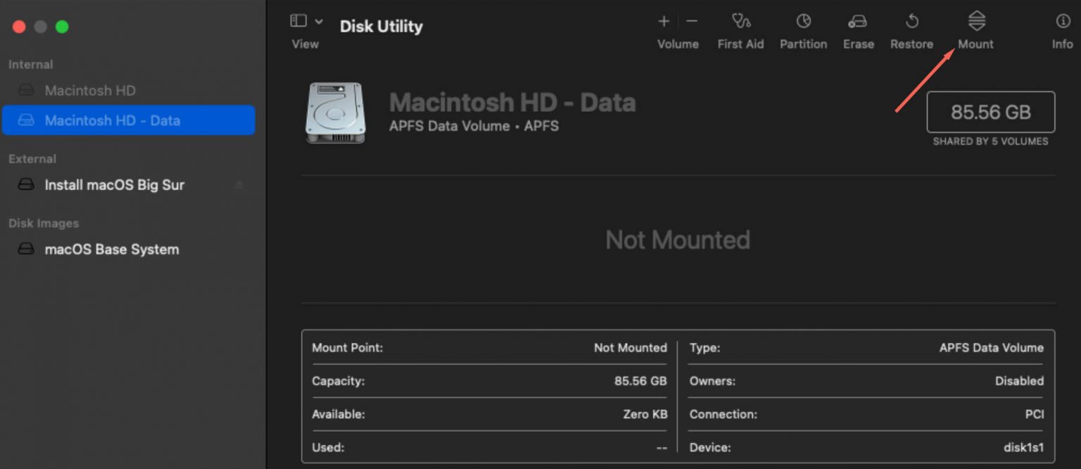 mac terminal commands mount harddrive