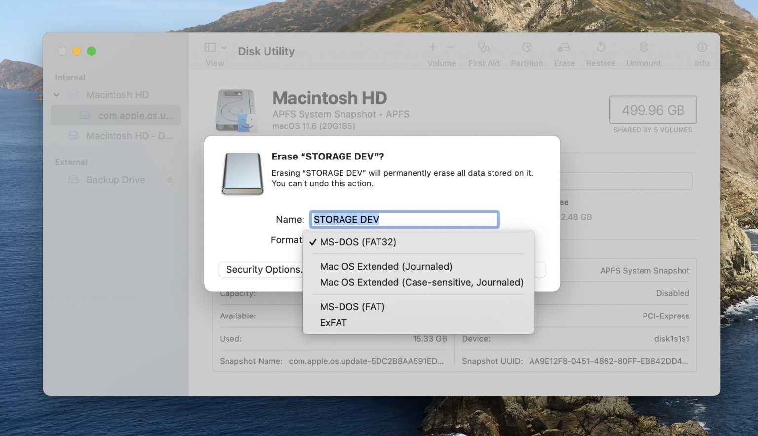 mac usb flash drive format