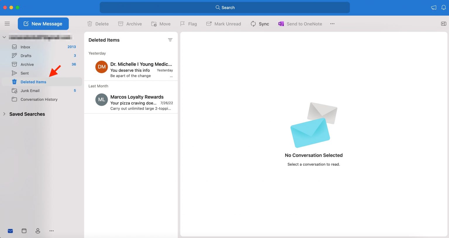 how to delete outlook email on mac