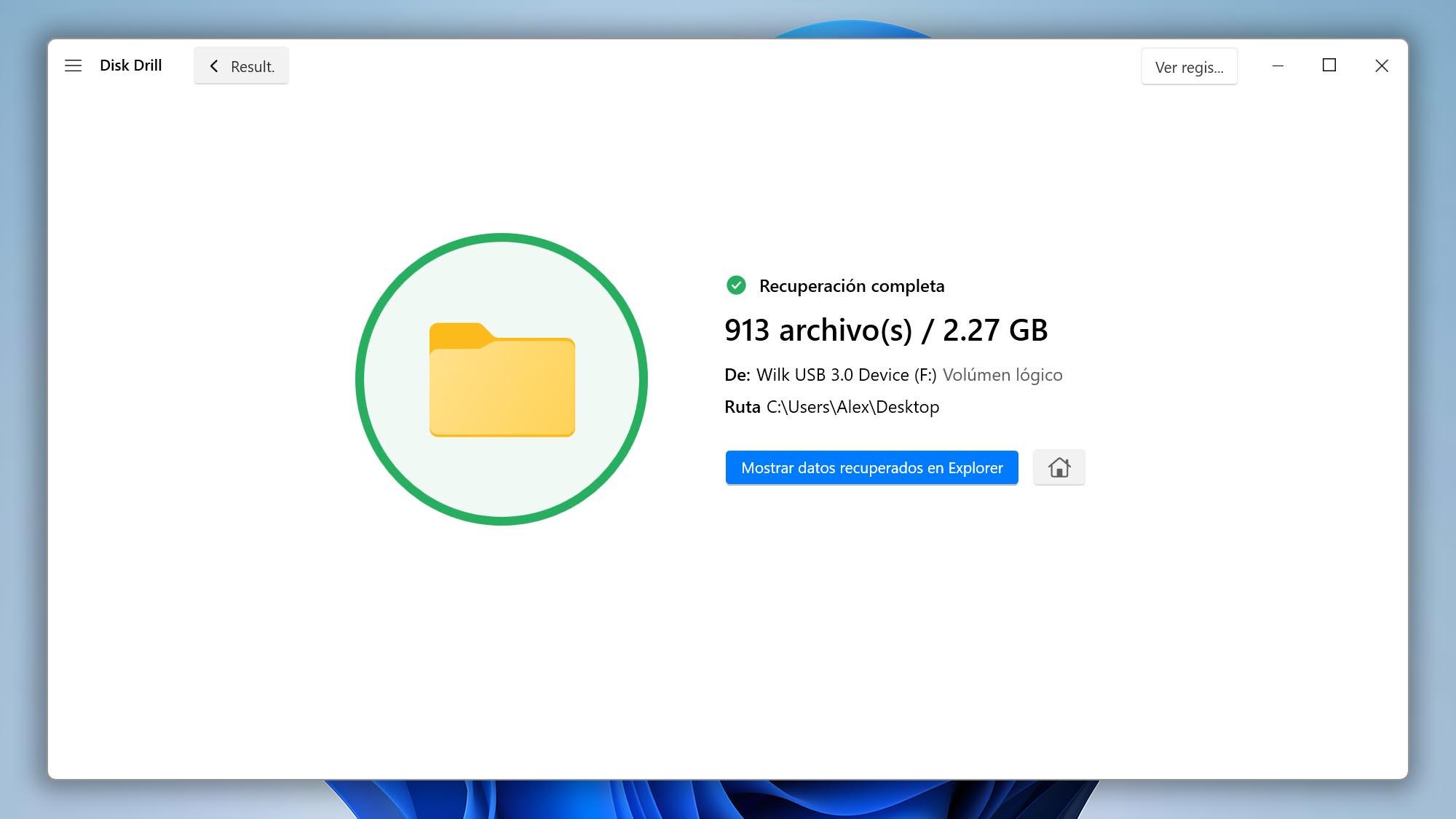 Disk Drill Recuperación de Datos Completada