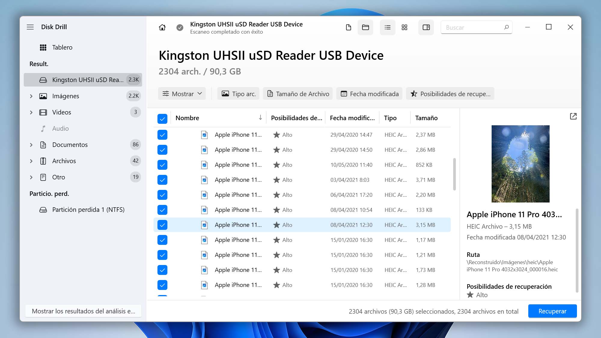 Disk Drill Seleccionar Archivos para Recuperar