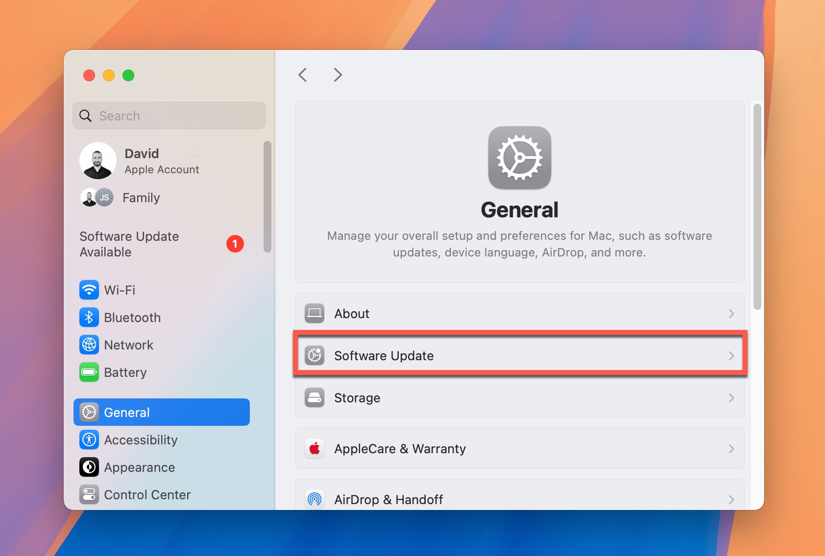 software update system settings app macos