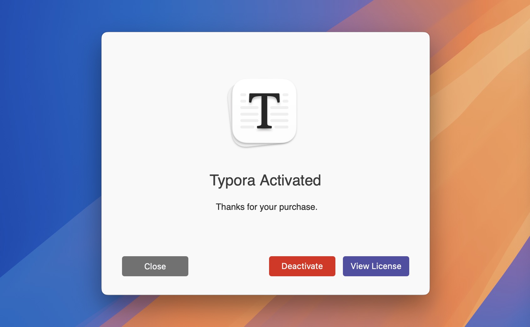 typora deactivate license option