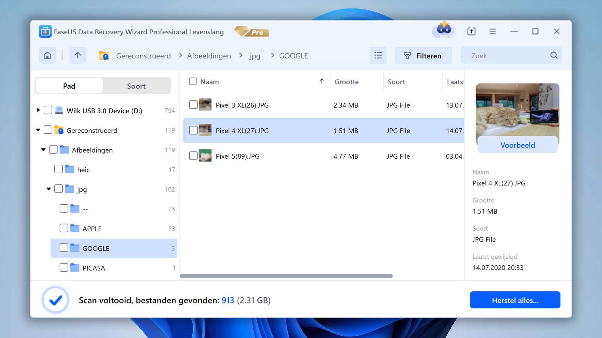 Easeus gratis gegevensherstelwizard voor Windows