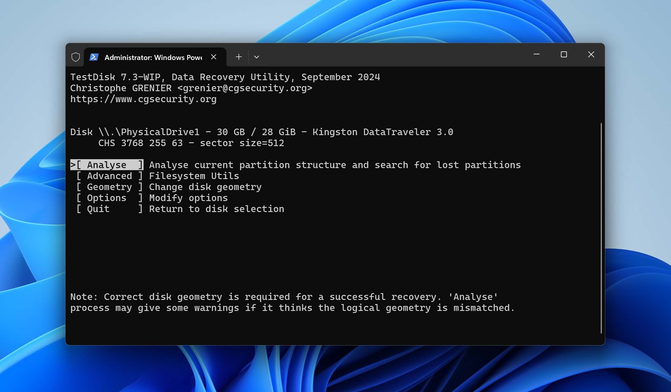 Analyse drive with TestDisk algorithms 