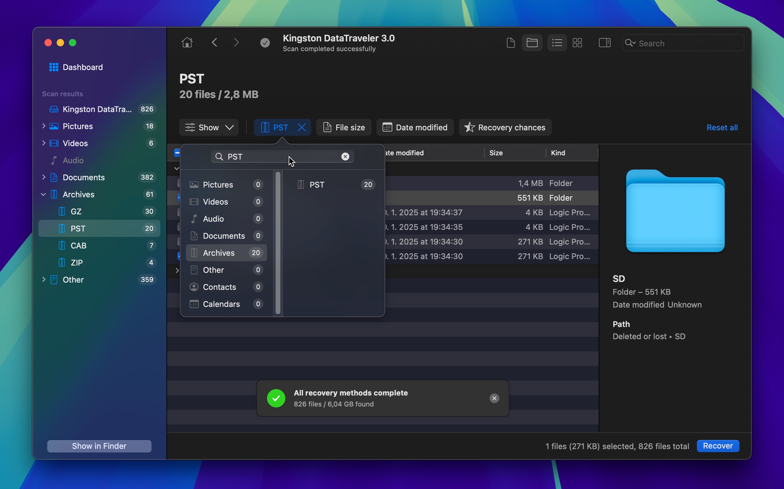 disk drill pst file format filter