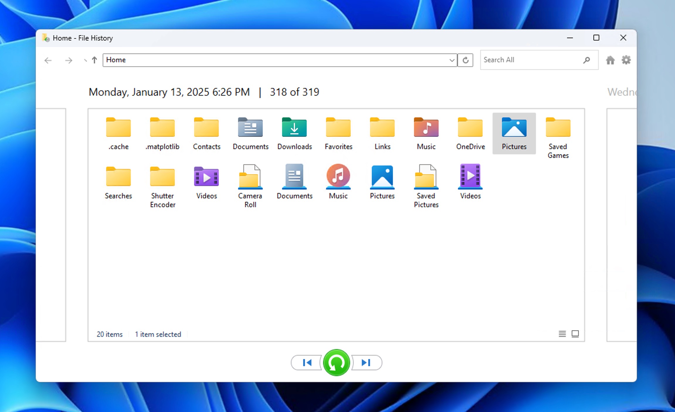 file history window 