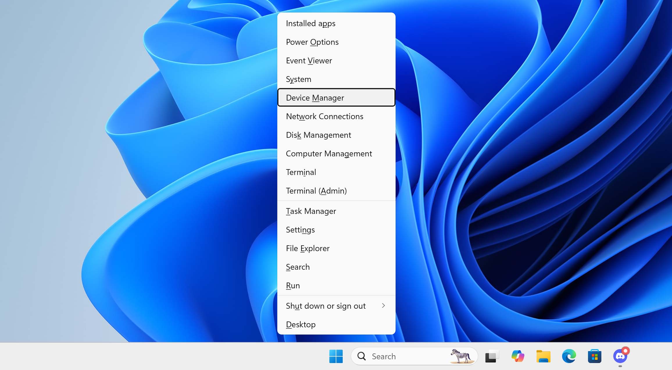 Open Device manager in windows 11