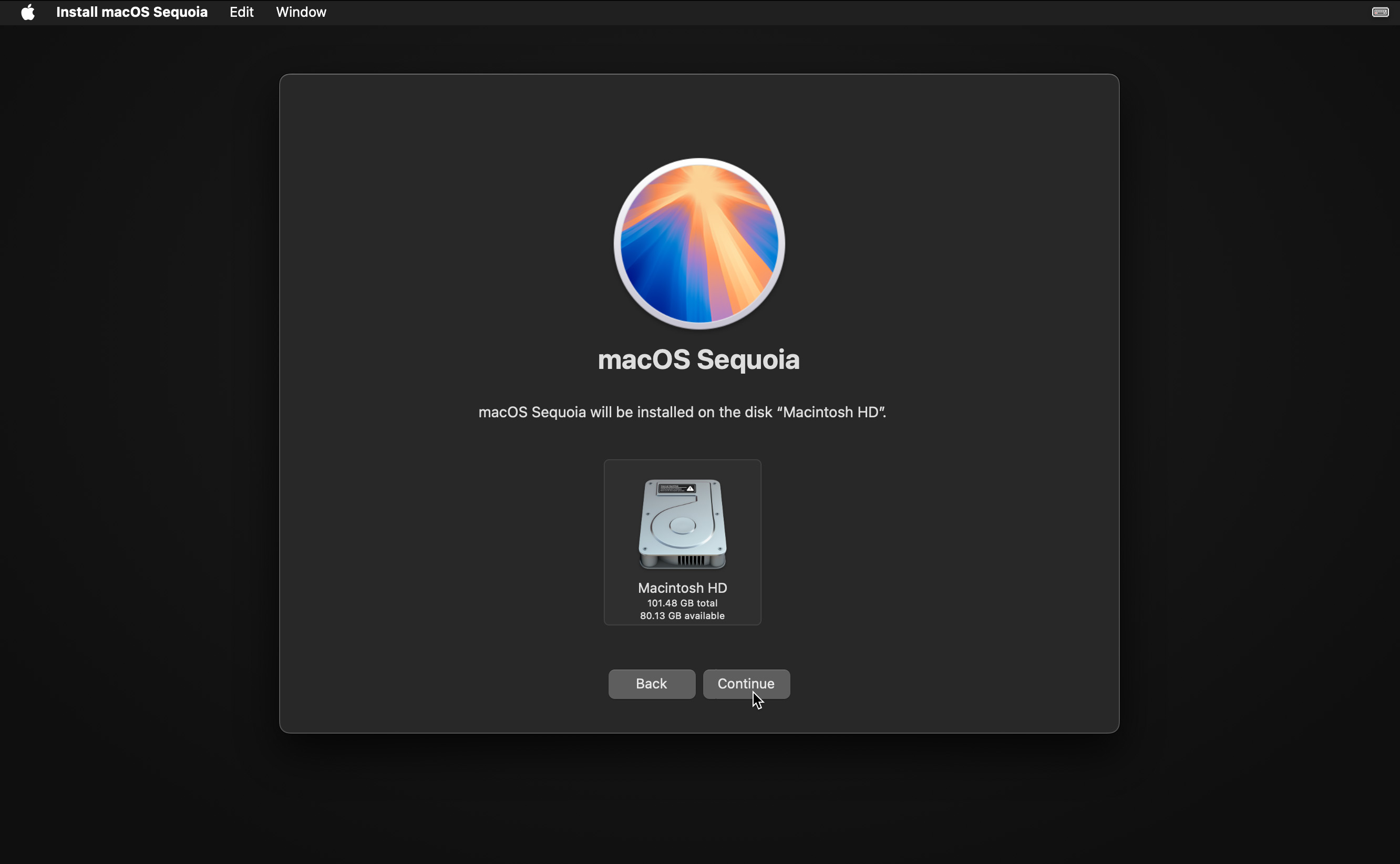 Choose Macintosh HD on reinstall macOS