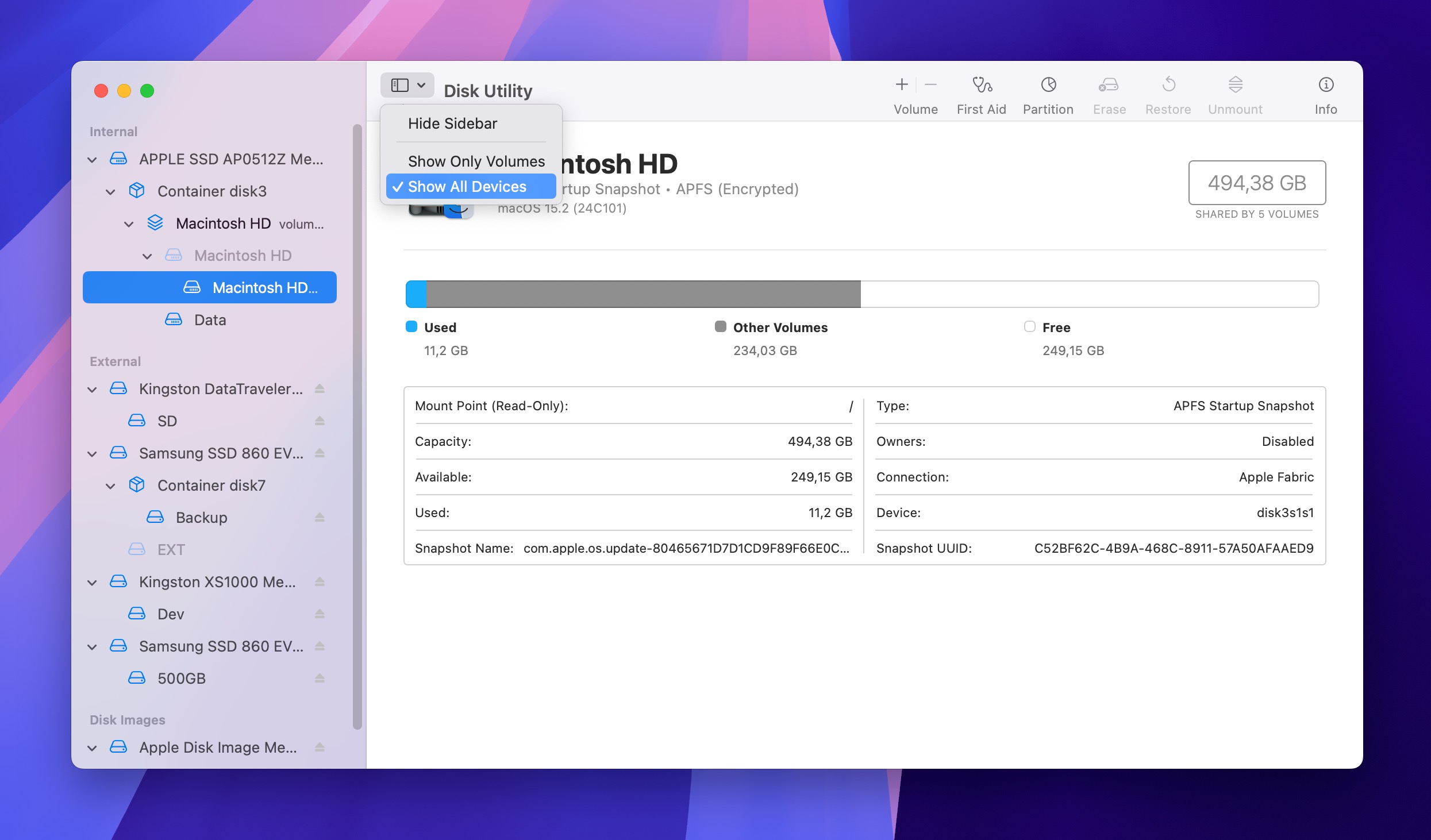 show all devices disk utility