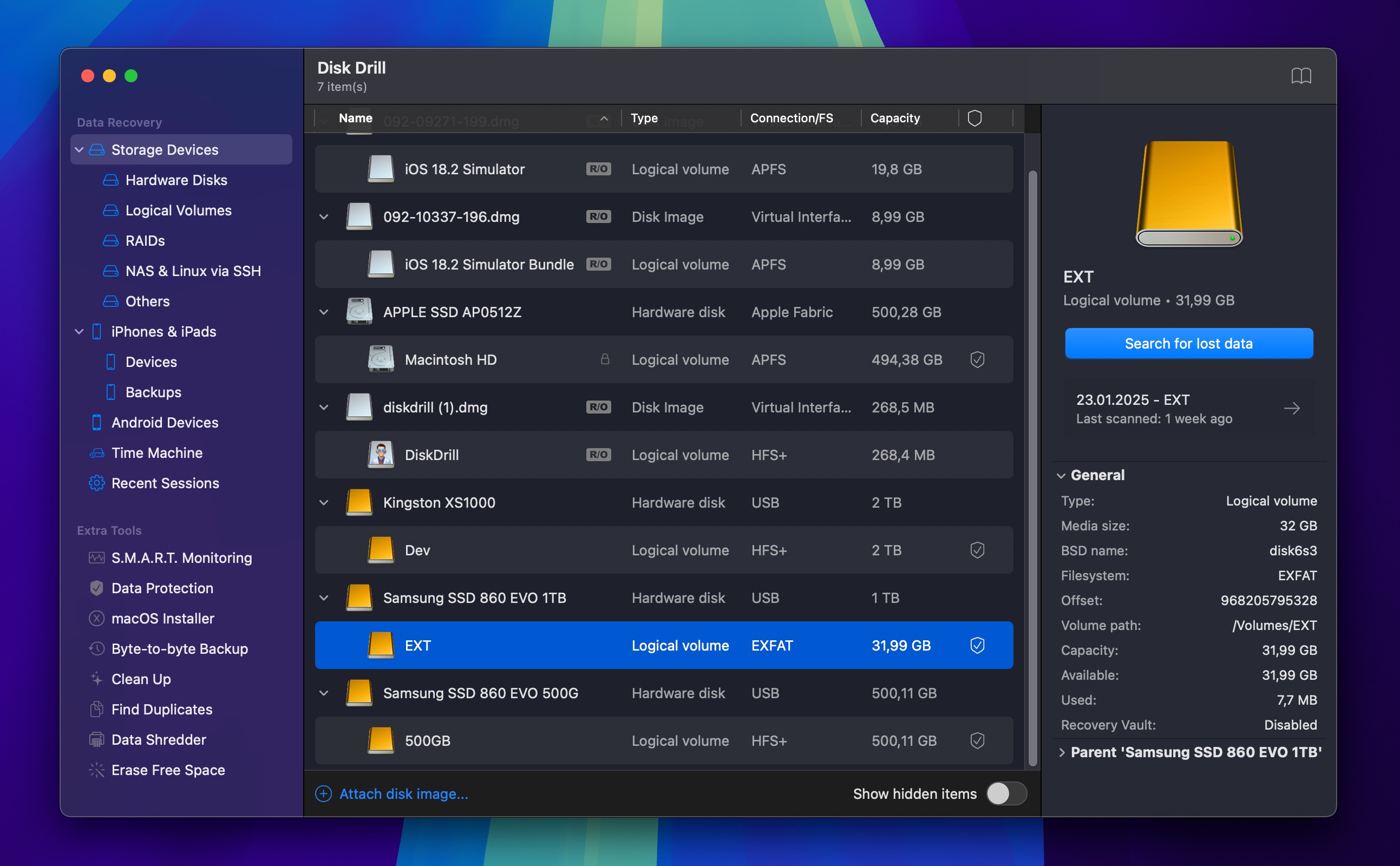 start scanning for overwritten files in disk drill