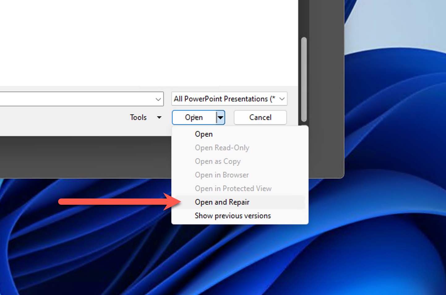 open and repair powerpoint