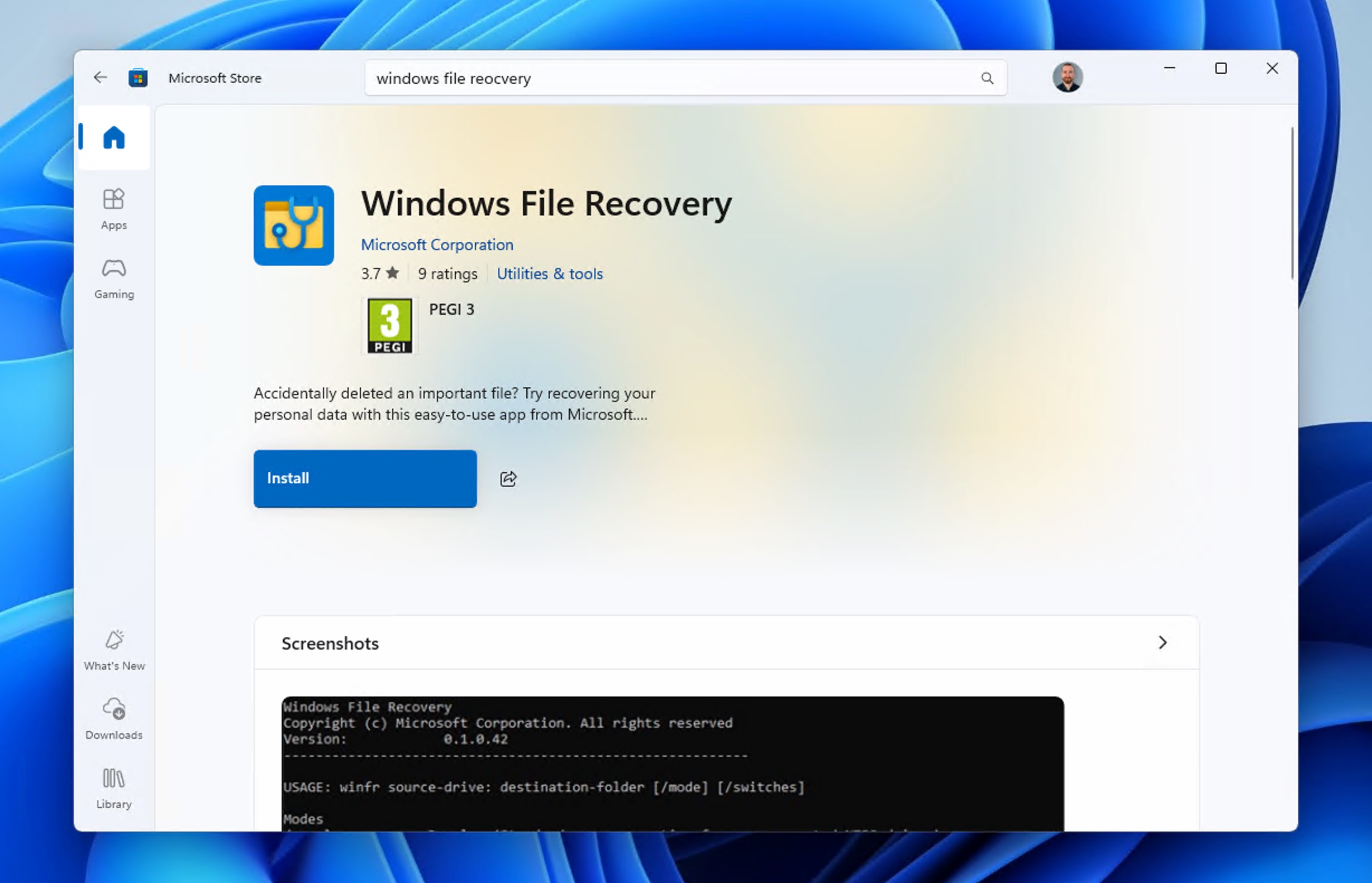 windows file recovery