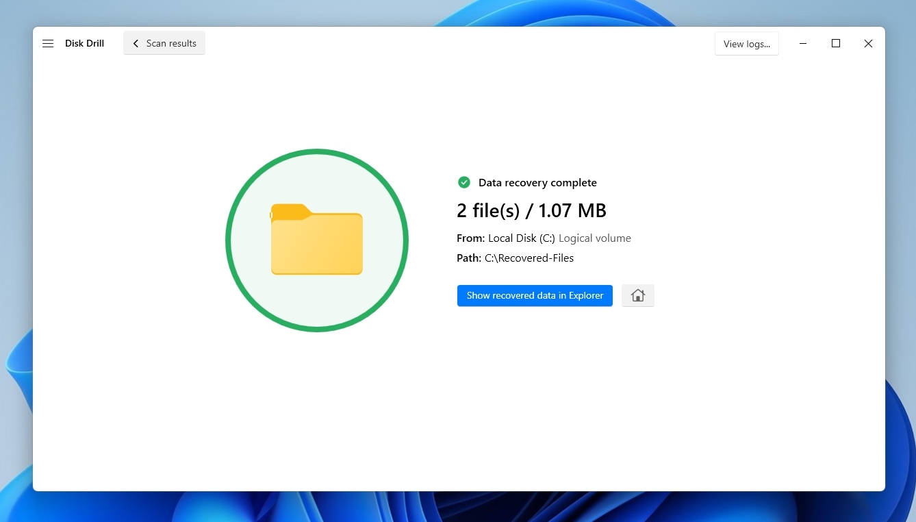 Disk Drill Data Recovery Complete