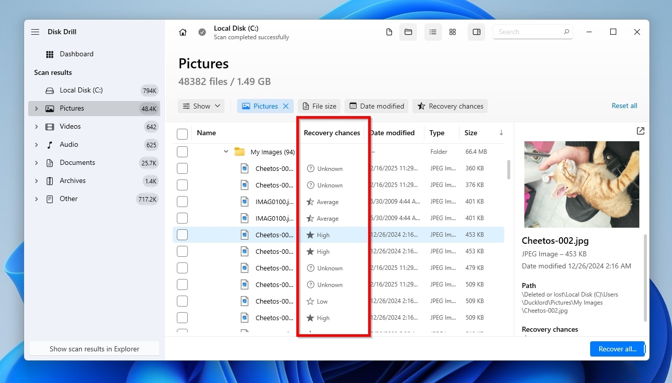 Disk Drill Recovery Chances