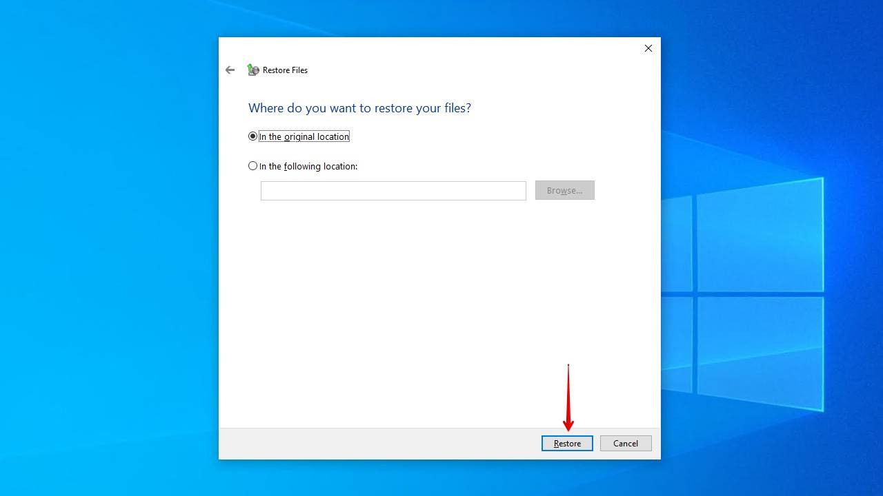 Restoring files using Backup and Retore.