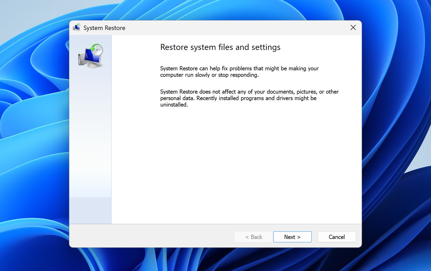 system restore on Windows 11