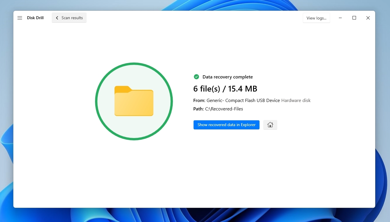 Disk Drill Recovery Successful