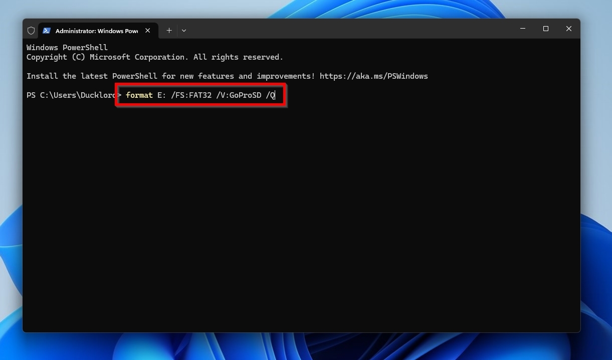 Windows11 CMD Format Command
