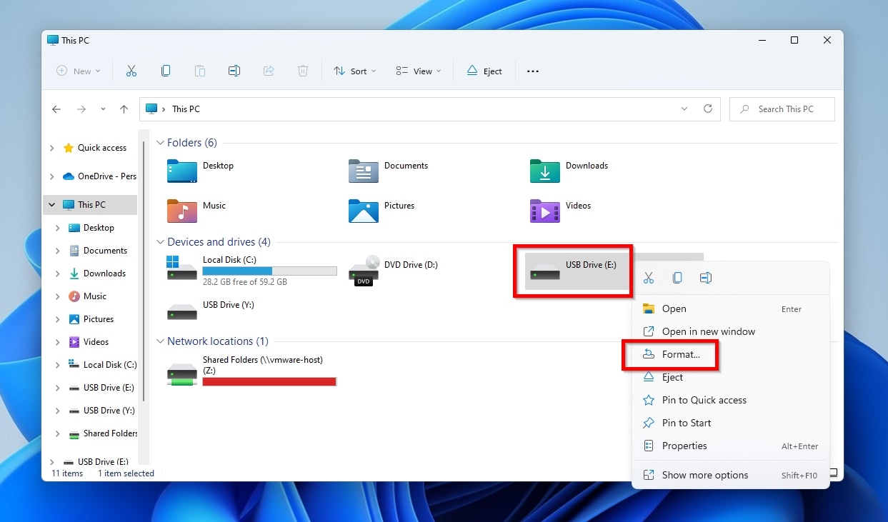 Windows11 Explorer Right Click Format