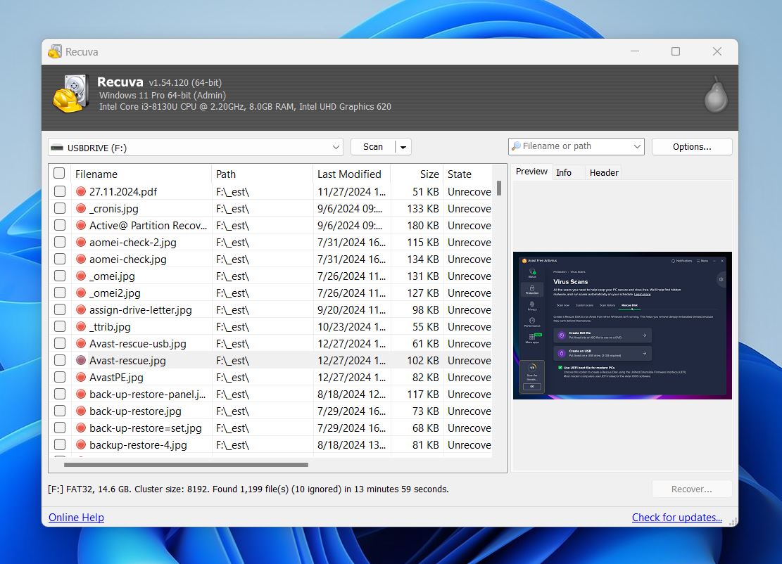 recuva preview function