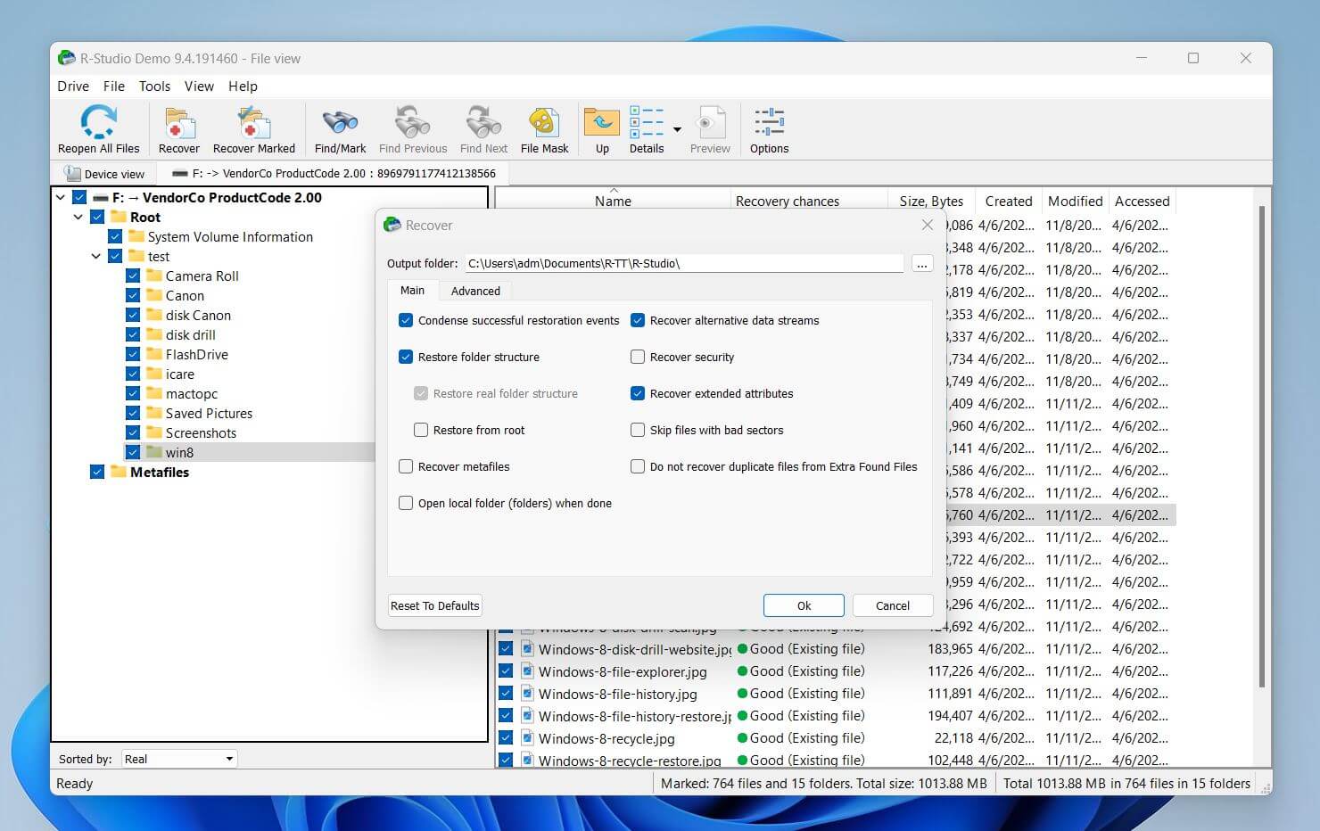 select recovery destination