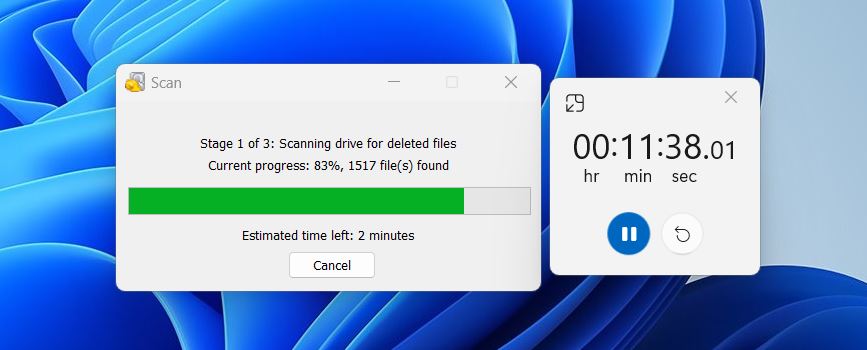 recuva scanning time