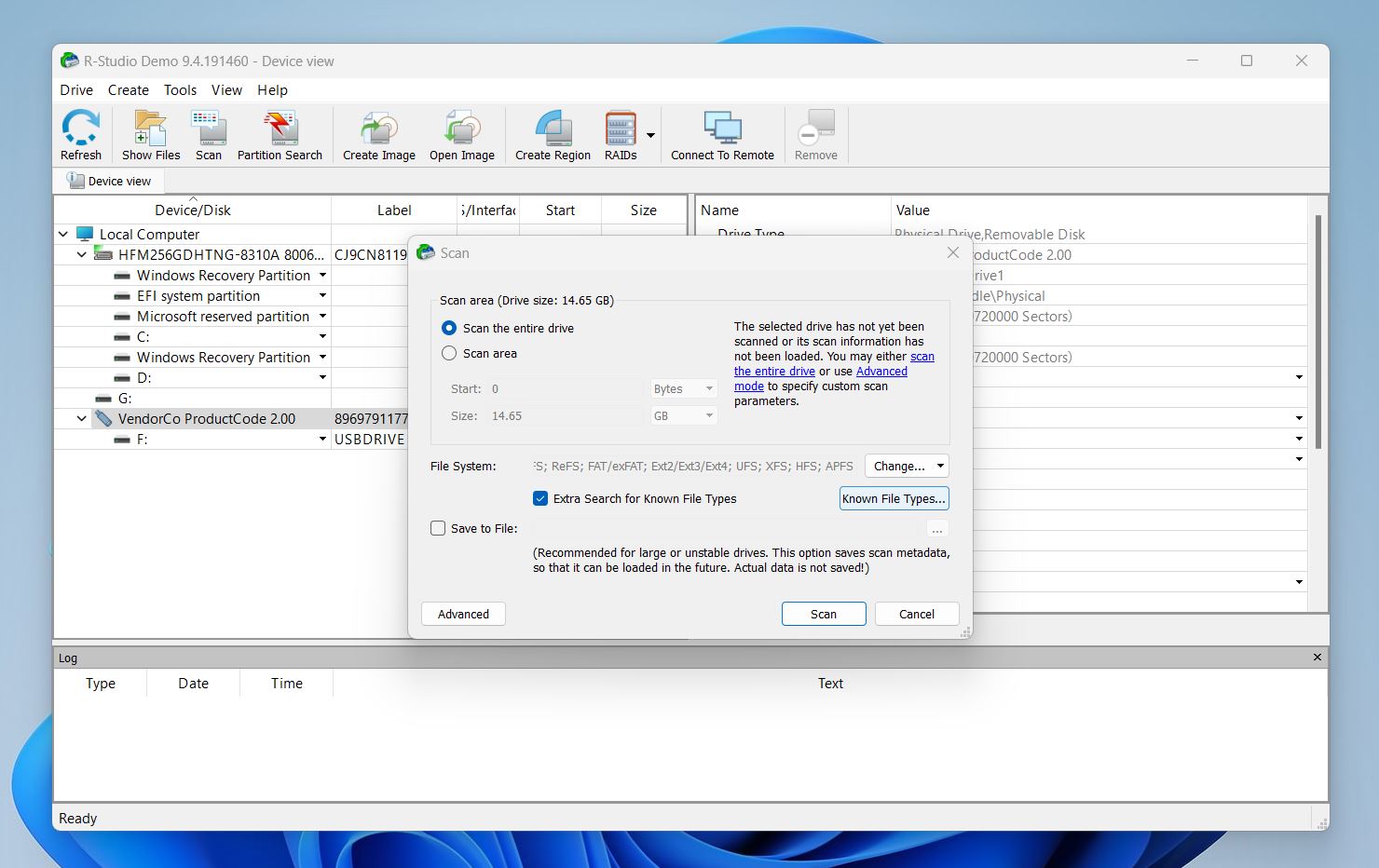 configure scan in R-studio