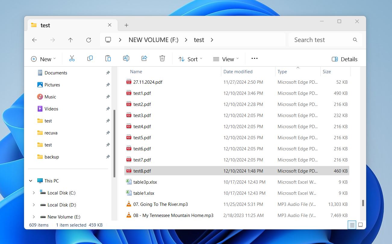 restored data with testdisk