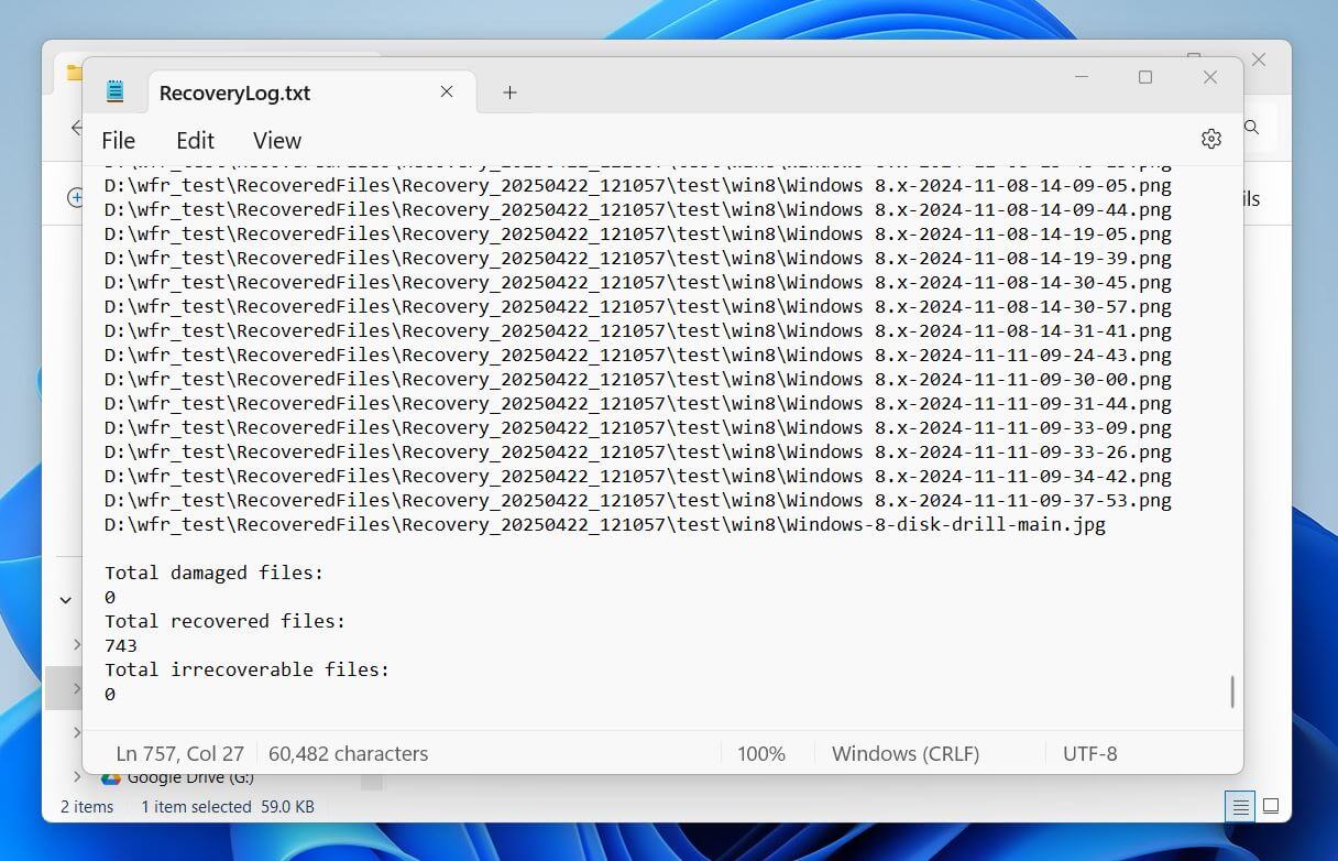 windows file recovery log file
