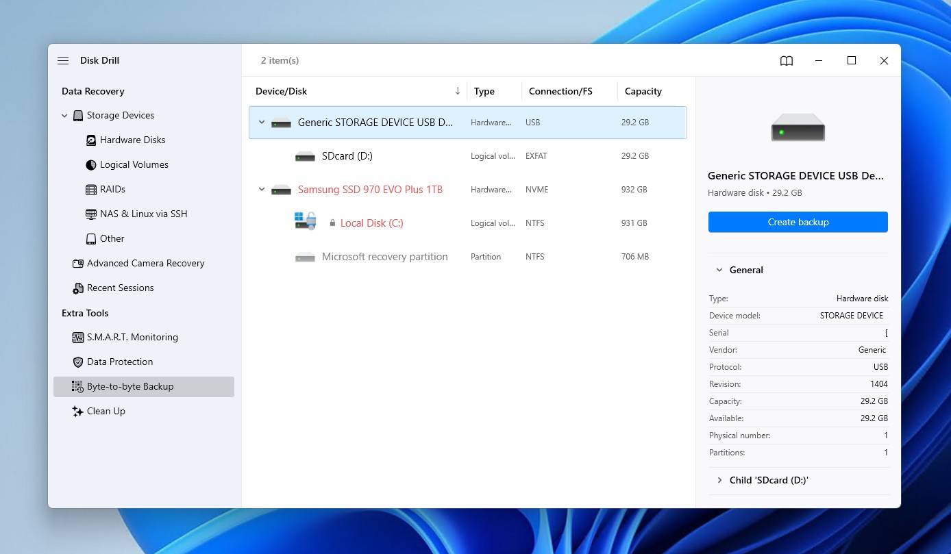 Creating a B2B backup.