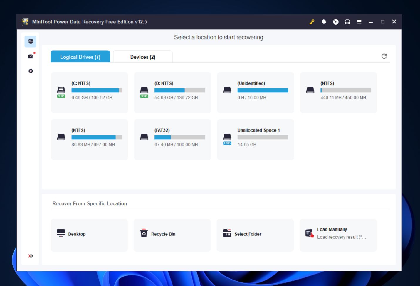device list in minitool