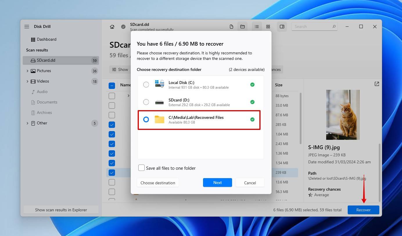 Recovering data from the SD card image.
