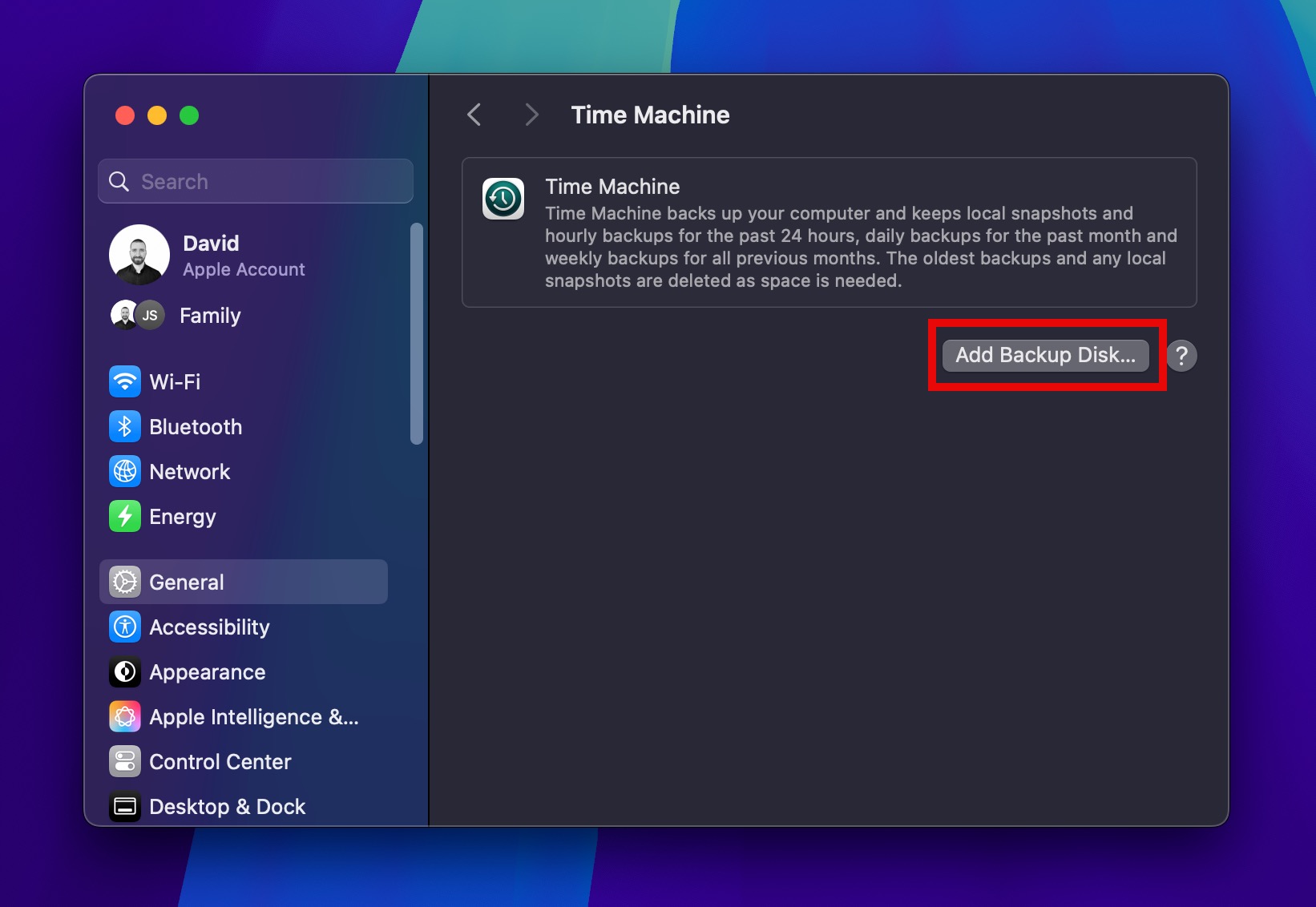 add time machine backup