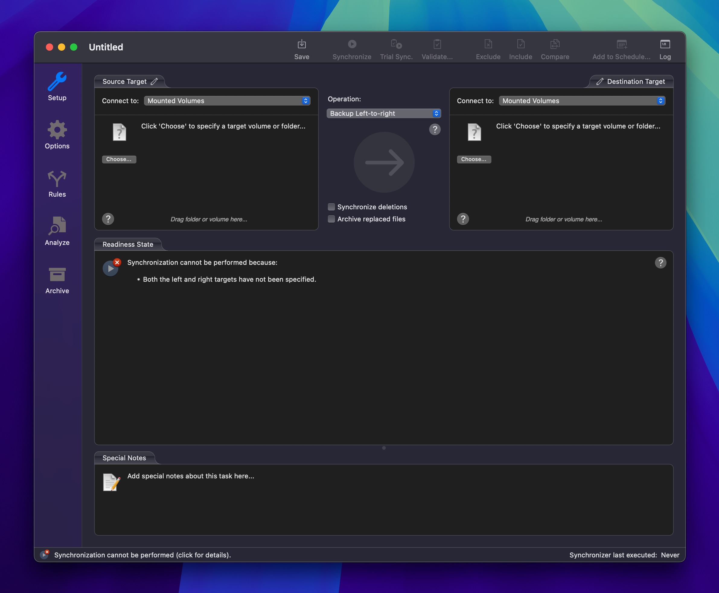 chronosync task setup