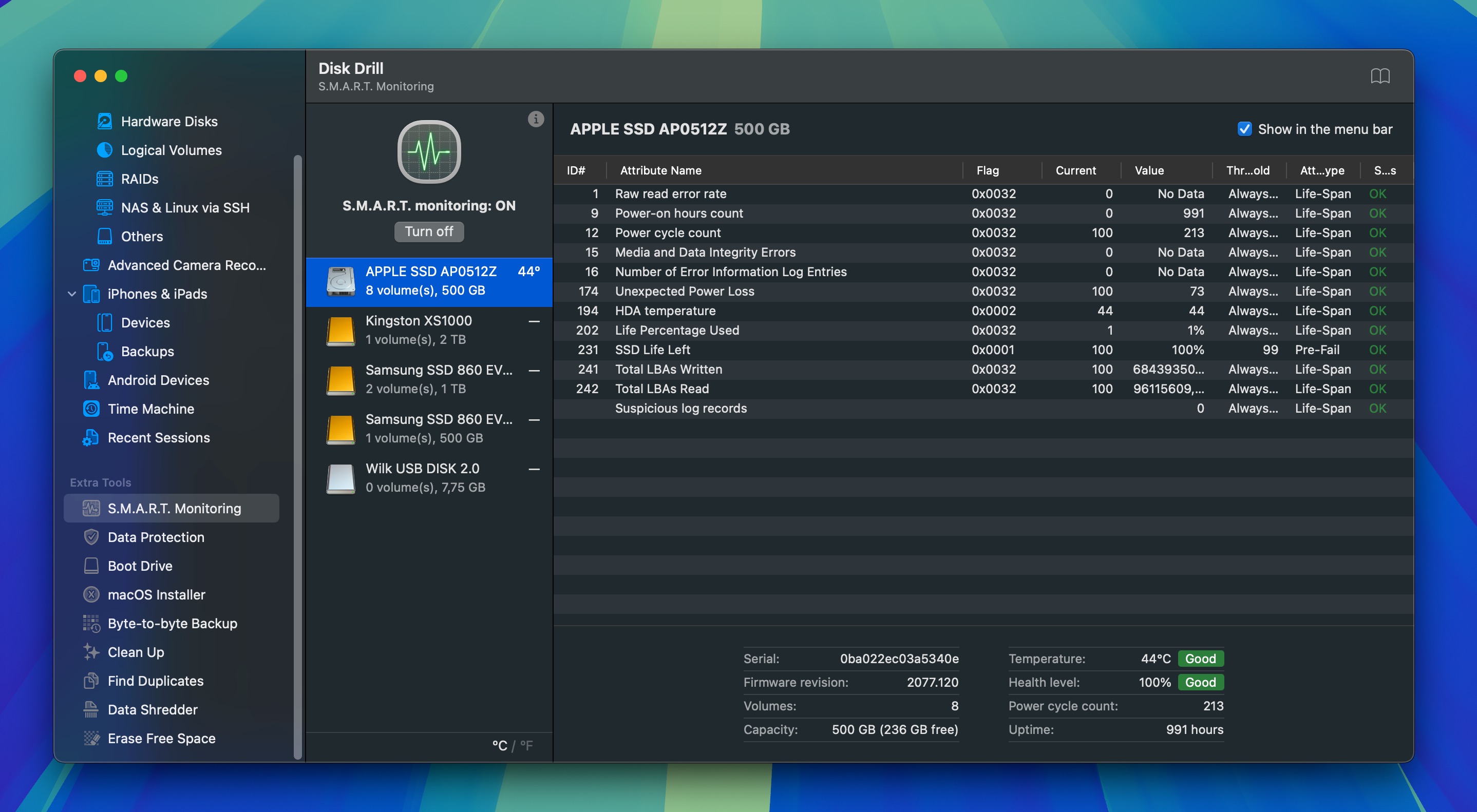 disk drill smart data