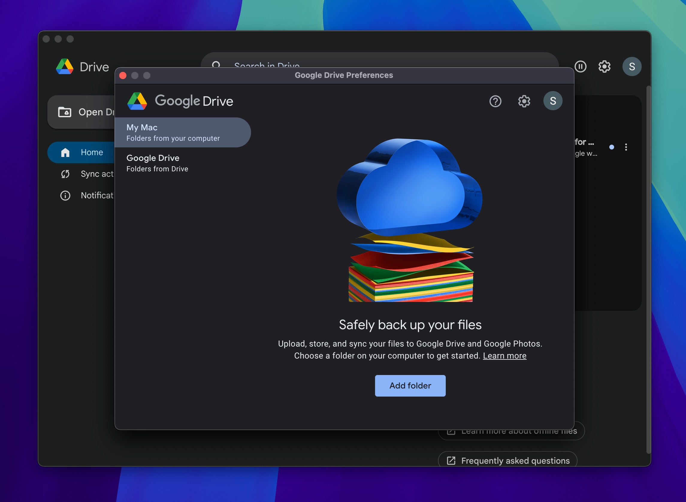 google drive mac preferences