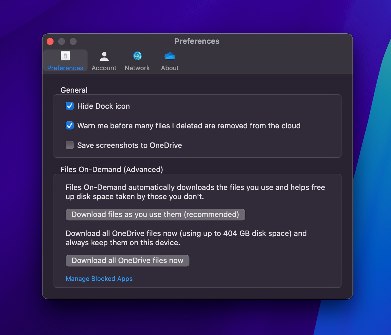 onedrive preferences