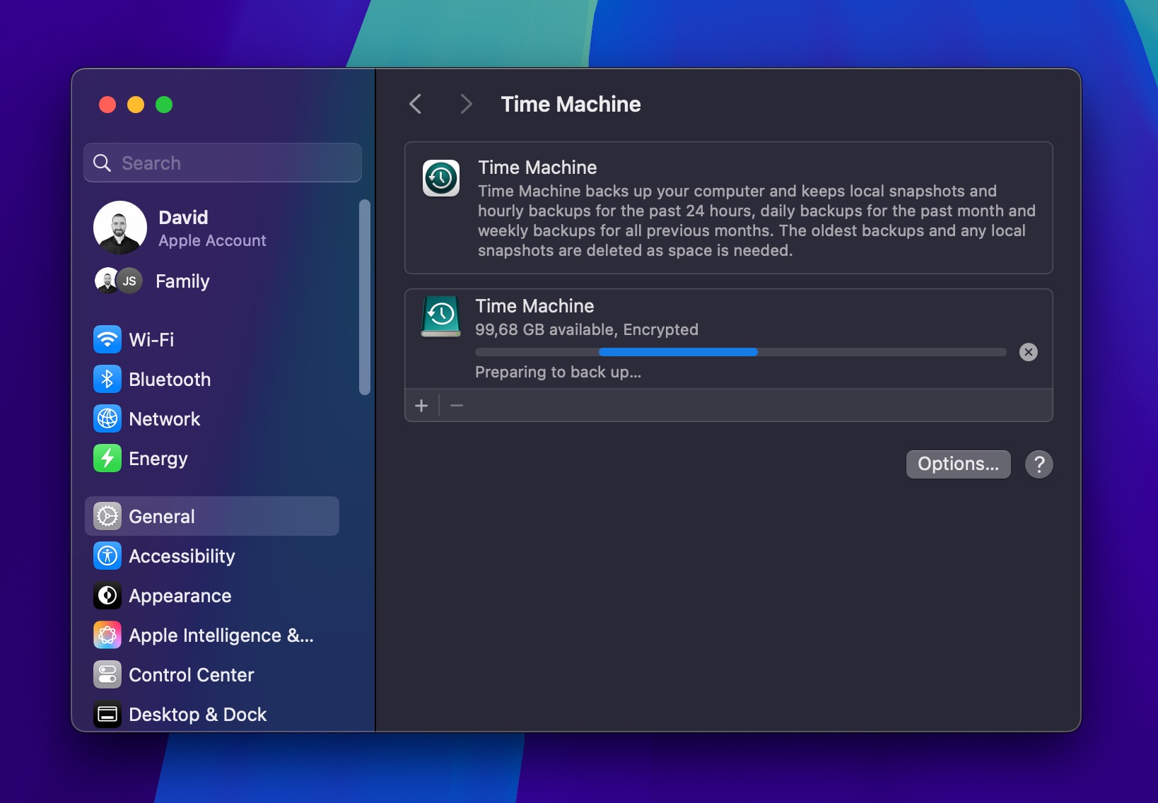 time machine backup in progress