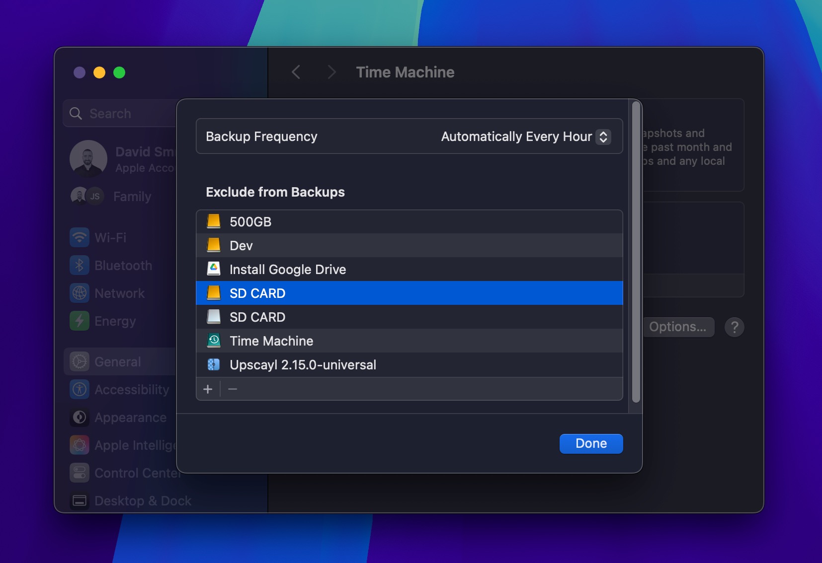 time machine exclude from backups