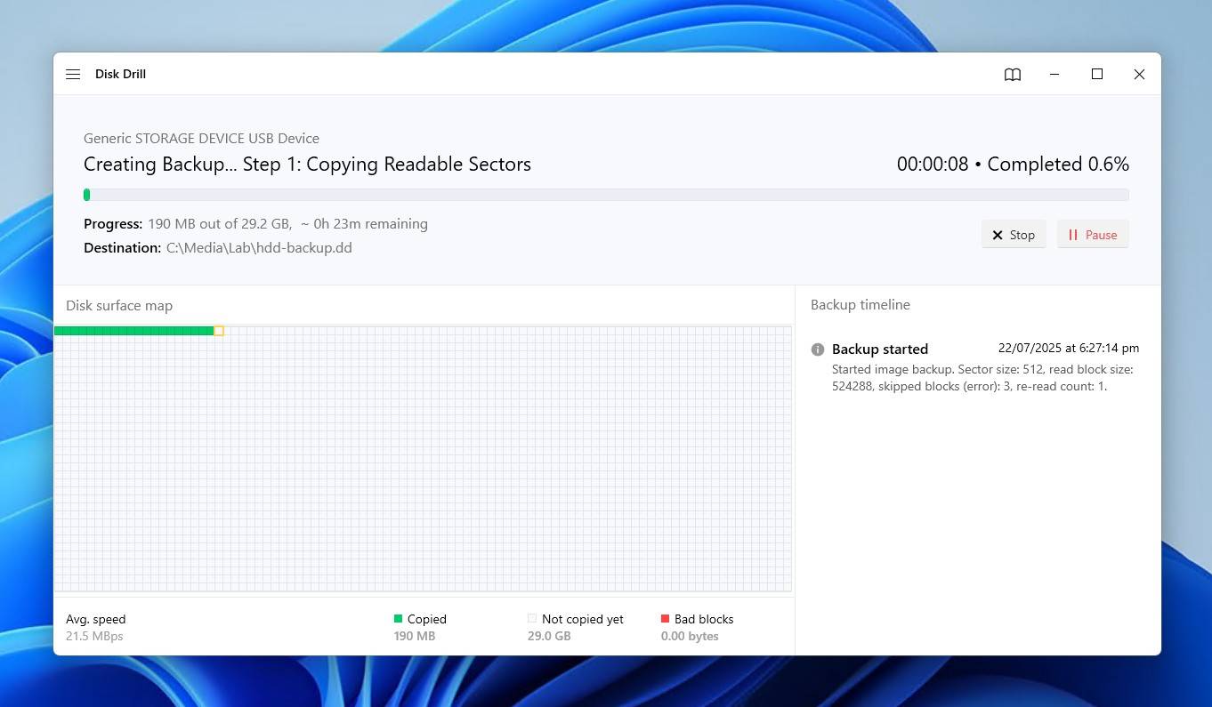 The backup being created.
