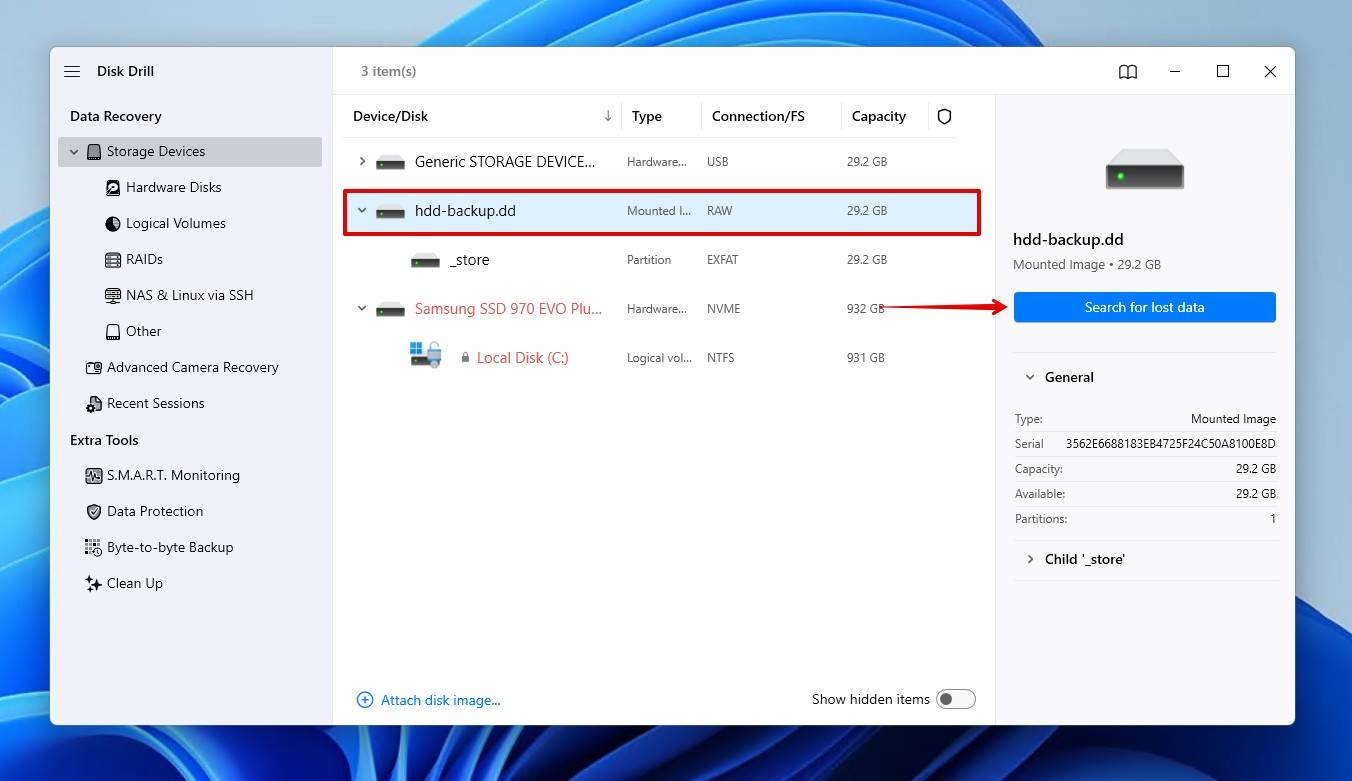Searching for lost data.
